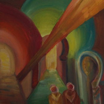 Painting titled "amitié" by Asma Nouira, Original Artwork, Oil