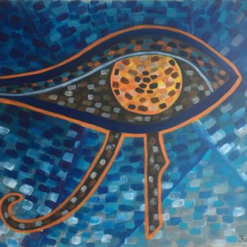 Painting titled "OEIL D'HORUS2" by Aszoom, Original Artwork, Acrylic Mounted on Wood Stretcher frame