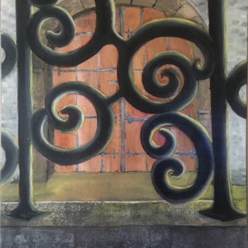 Painting titled "PORTE ET FER FORGE" by Aszoom, Original Artwork, Acrylic Mounted on Wood Stretcher frame