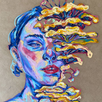 Peinture intitulée "Thoughts" par Nastya Strueva (Nastya Asparagus), Œuvre d'art originale, Pastel