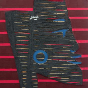 Collagen mit dem Titel "Le Prince devant so…" von Real Artist Assamagan, Original-Kunstwerk, Papier