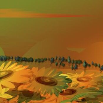 Digital Arts titled "Sun Flowers" by Elena Asseeva, Original Artwork