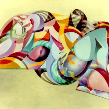 Peinture intitulée "Reclining Figure" par Tsvetomir Assenov, Œuvre d'art originale, Huile