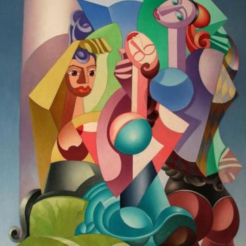 Malarstwo zatytułowany „Women on the balcon…” autorstwa Tsvetomir Assenov, Oryginalna praca, Olej
