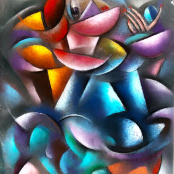 Desenho intitulada "L'équilibriste II" por Tsvetomir Assenov, Obras de arte originais, Pastel