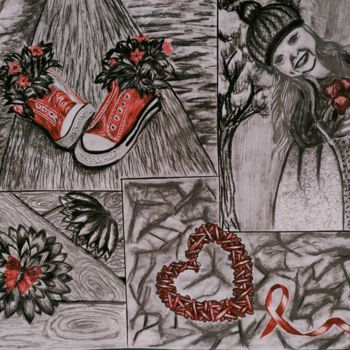 Dibujo titulada "les minions" por Assia Lounas, Obra de arte original, Carbón