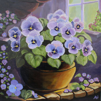 Painting titled "Violets" by Asya Ignatova, Original Artwork, Acrylic