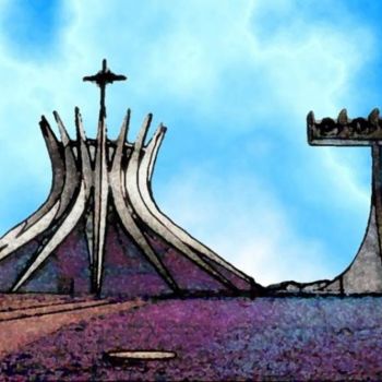 Pintura titulada "Catedral-Brasilia" por Elio Assis Peniagoa, Obra de arte original