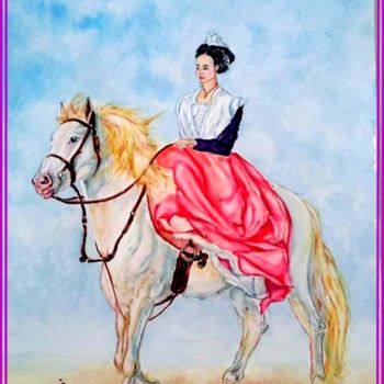 Peinture intitulée "arlesienn-cheval.jpg" par Association Acfma, Œuvre d'art originale