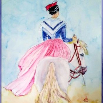 Peinture intitulée "arlesienne-cheval-j…" par Association Acfma, Œuvre d'art originale, Aquarelle