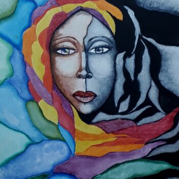 Painting titled "FEMME 2" by Michelle Perrotte, Original Artwork, Watercolor