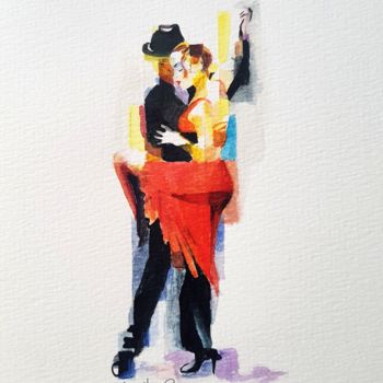 Pittura intitolato "Studio tango 02" da Assunta Cassa, Opera d'arte originale, Acquarello