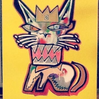 Peinture intitulée "Psycho cat" par Astek, Œuvre d'art originale