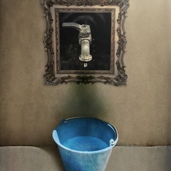 Digital Arts titled "Le robinet qui fuit" by Astr, Original Artwork, Digital Painting Mounted on Wood Stretcher frame