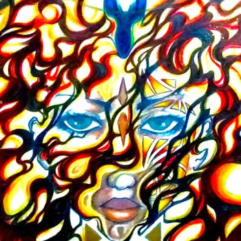 Drawing titled "Fire queen" by Aston, Original Artwork, Pencil
