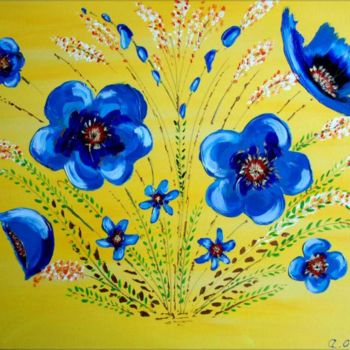 Painting titled "BLUE SPRING" by Alain Oviste, Original Artwork
