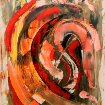 Painting titled "FLAMANT ROSE" by Alain Oviste, Original Artwork, Oil