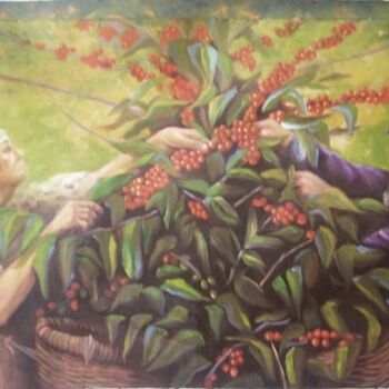 Pintura titulada "RECOLECTORAS DE CAF…" por Astrid Galan Sepulveda, Obra de arte original