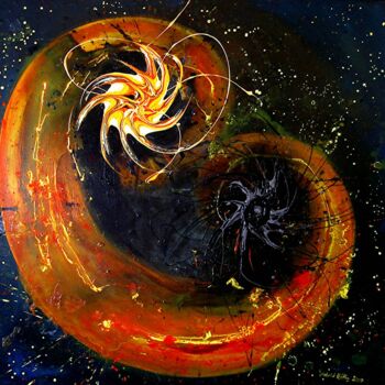 Malerei mit dem Titel "Universum" von Astrid Hättig, Original-Kunstwerk, Acryl