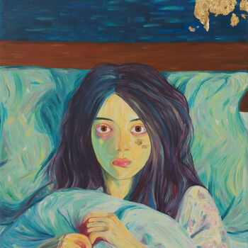 Pintura titulada "Insomnie" por Astrid Honoré, Obra de arte original, Acrílico Montado en Bastidor de camilla de madera