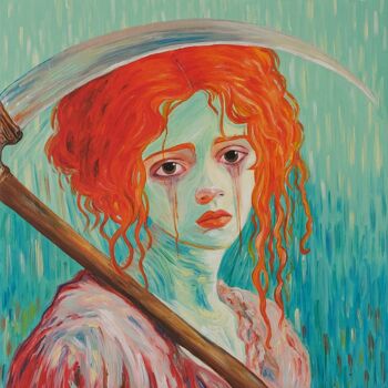 Картина под названием "La mort" - Astrid Honoré, Подлинное произведение искусства, Акрил Установлен на Деревянная рама для н…