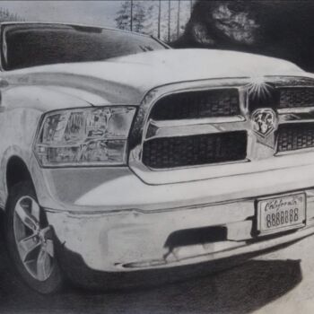 Dibujo titulada "Dodge Ram" por Astrid Warakomski, Obra de arte original, Conté
