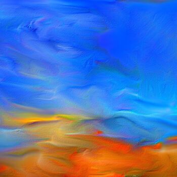 Arts numériques intitulée "soleil couchant sur…" par Astride Risser, Œuvre d'art originale, Peinture numérique