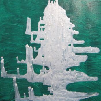 Painting titled "abstrait-vert-blanc" by Astride Risser, Original Artwork, Acrylic