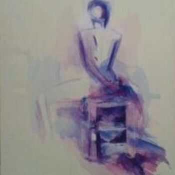Peinture intitulée "Mujer de espalda en…" par Astrid Waldman, Œuvre d'art originale