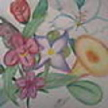 Disegno intitolato "rose,lily,okit,...." da Yuki Hikari, Opera d'arte originale, Altro