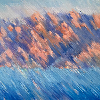 Pittura intitolato "Sunrise mountain,se…" da Asvano Anastasiia Ivanova, Opera d'arte originale, Olio Montato su Cartone