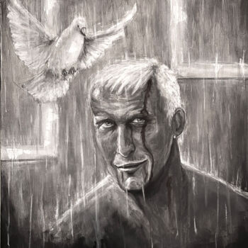 Malarstwo zatytułowany „Tears in Rain” autorstwa Atanas Popovski, Oryginalna praca, Akryl Zamontowany na Drewniana rama noszy