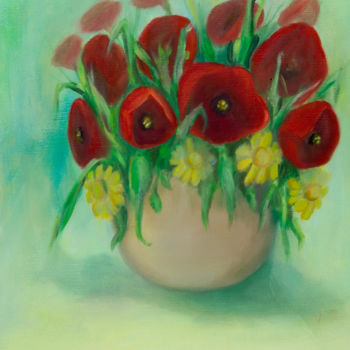 Painting titled "Flowers" by Nasya, Original Artwork, Oil