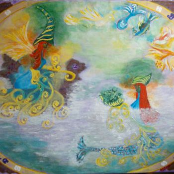 Painting titled "En boucle d'or" by Atchama, Original Artwork