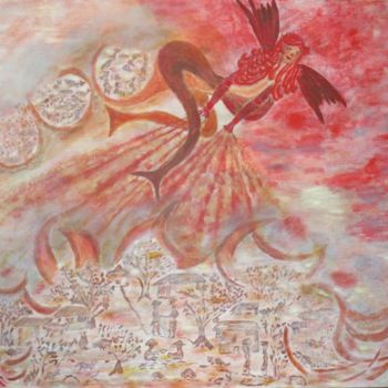 Pintura intitulada "déesse de la protec…" por Atchama, Obras de arte originais