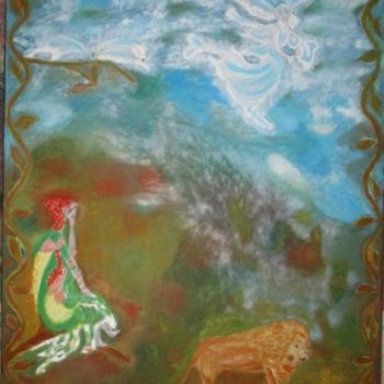 Pintura intitulada "pouvoir de l'ange" por Atchama, Obras de arte originais, Óleo
