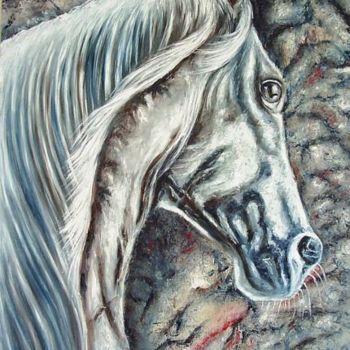 Peinture intitulée "Cavalo" par Atelier L. Sanchez De Artes Plasticas, Œuvre d'art originale, Encre