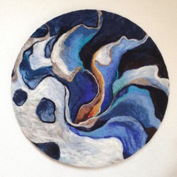 Textile Art με τίτλο "Blues" από Amber Bijl, Αυθεντικά έργα τέχνης, Υφαντικές ίνες