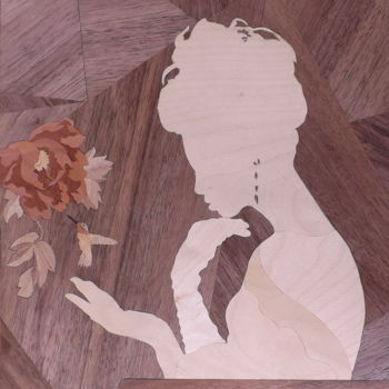 Handwerk mit dem Titel "Lady (marquetry wor…" von Dušan Rakić, Original-Kunstwerk