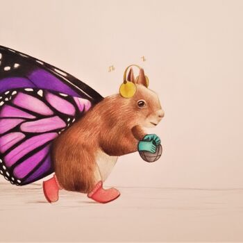 Dessin intitulée "Déformations animal…" par Atelier Linea, Œuvre d'art originale, Graphite