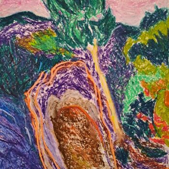 Dessin intitulée "Paysage pastel gras…" par Atelier Linea, Œuvre d'art originale, Pastel