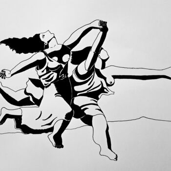 Dessin intitulée "En noir et blanc- S…" par Atelier Linea, Œuvre d'art originale, Encre
