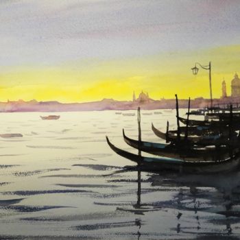 Pintura intitulada "Venise 1231" por Patrick Hanin, Obras de arte originais, Aquarela