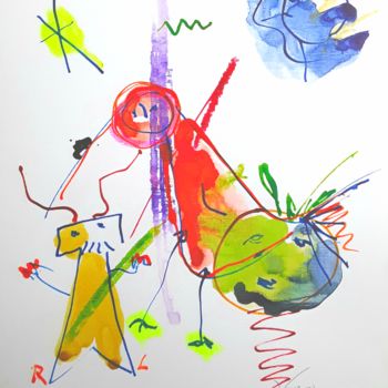 Peinture intitulée "Bird and YooKoo" par Yoolyus, Œuvre d'art originale, Aquarelle