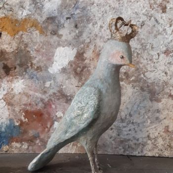 Sculpture titled "Oiseaux couronnés (…" by Atelier Terre Et Fibre, Original Artwork, Paper