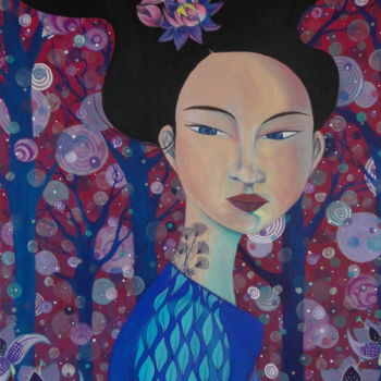 Painting titled "Mademoiselle Lotus" by Atelier2rag, Original Artwork, Acrylic
