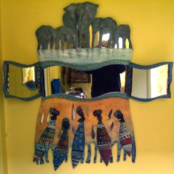 Sculpture intitulée "couleurs d'Afrique" par Emmanuelle Rat-Curtet, Œuvre d'art originale