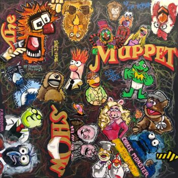 Ζωγραφική με τίτλο "The Muppets Show" από Patrice Almodovar, Αυθεντικά έργα τέχνης, Ακρυλικό Τοποθετήθηκε στο Ξύλινο φορείο…