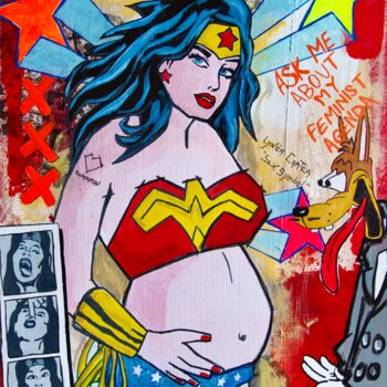 Malerei mit dem Titel "Wonder Women" von Patrice Almodovar, Original-Kunstwerk, Acryl Auf Keilrahmen aus Holz montiert