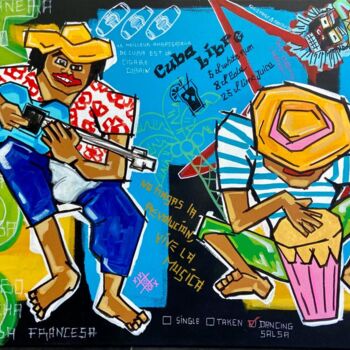 Painting titled "CUBA  Musica" by Patrice Almodovar, Original Artwork, Acrylic Mounted on Wood Stretcher frame